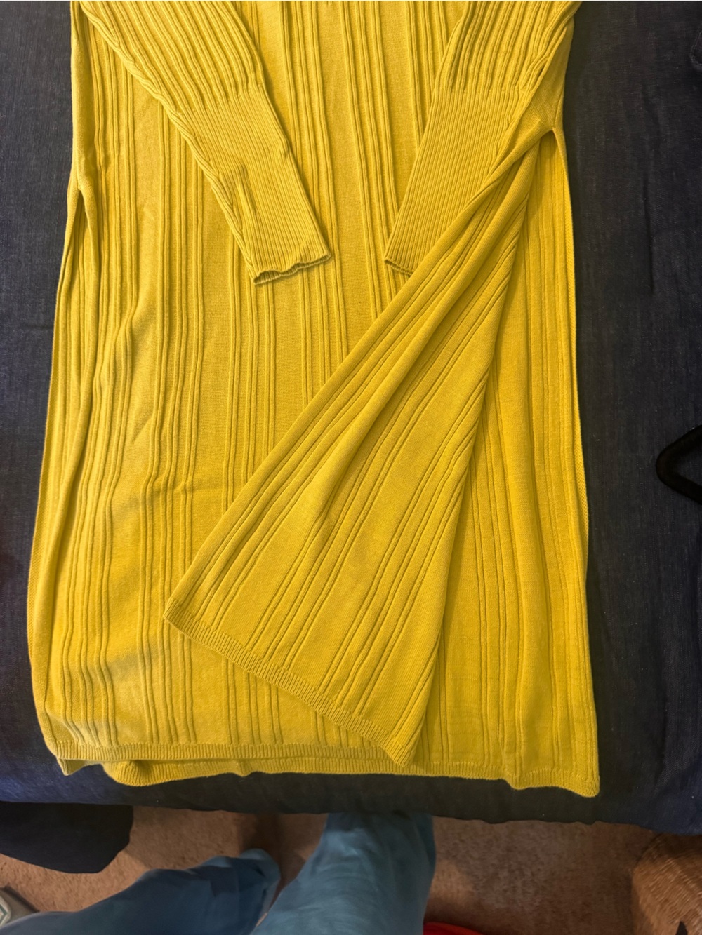 Olive Ribbed V-Neck - Picture 2 of 4